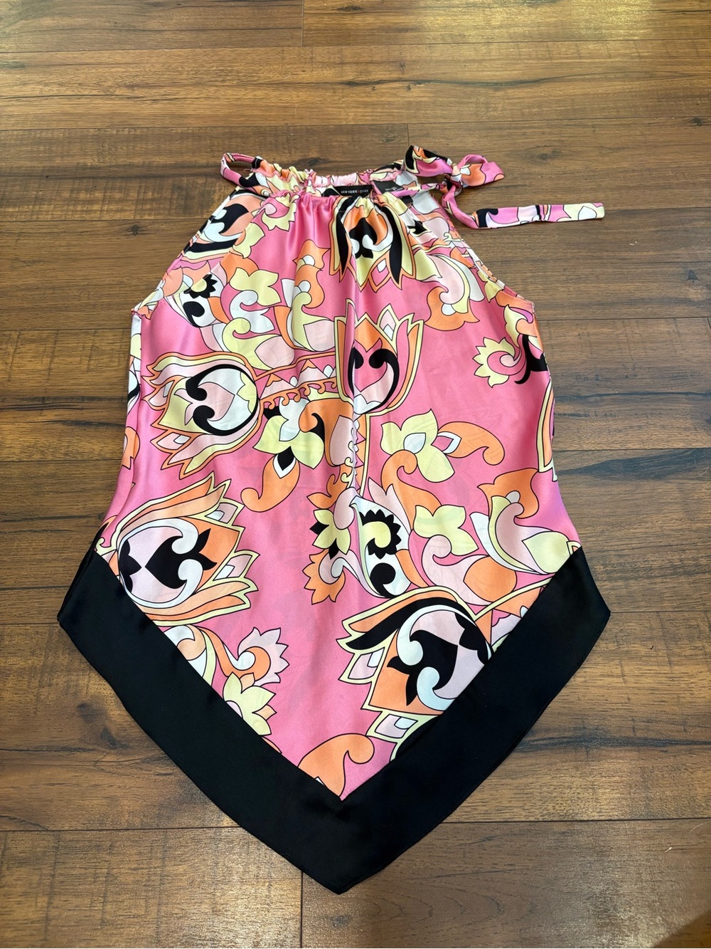 New York & Company 100% Silk Bandana Tank Top Blouse Pink Small